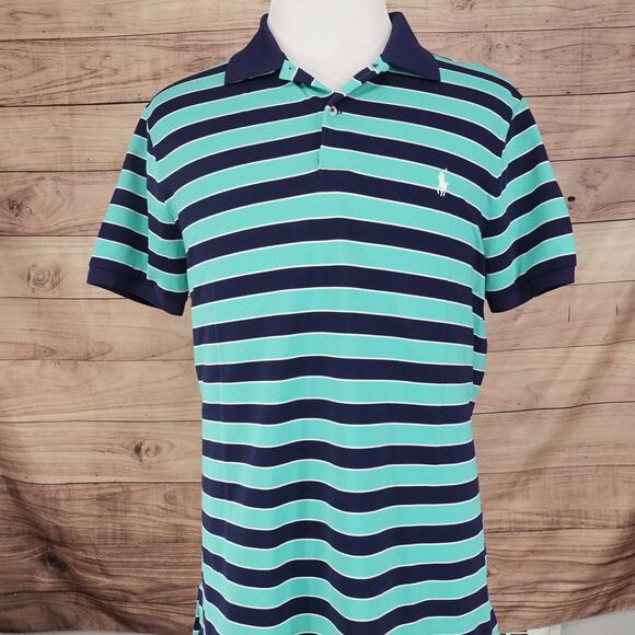 POLO GOLF RALPH LAUREN PERFORMANCE STRIPED POLYCOTTON POLO SHIRT MENS XL PROFIT - Picture 3 of 7